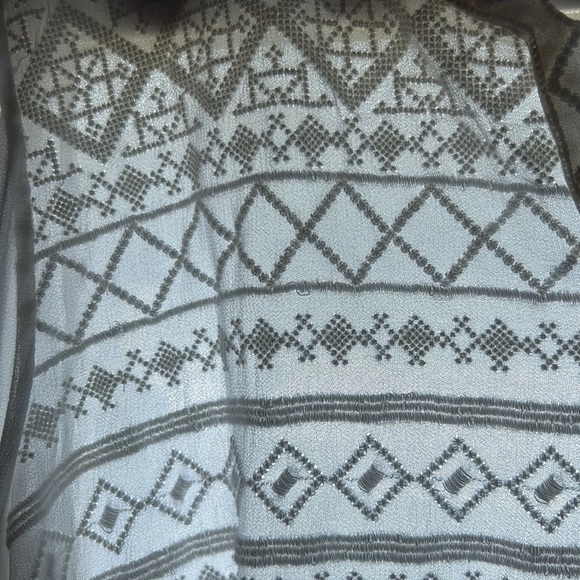 Summer sheer 3/4 sleeve Chicos Size 2 Embroidery overlay Vneck summer top - Picture 3 of 15